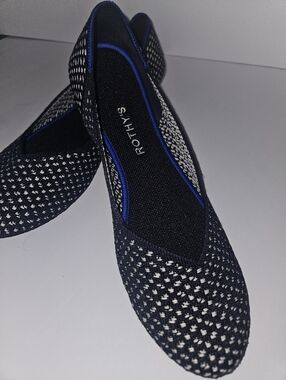 Rothy's Navy and White Knit Ballet Flats